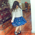 HOT Winter Onling Shopping Fashion Fancy Flower Kids Performance Dress blue one piece long sleeve Autumn princess dresses